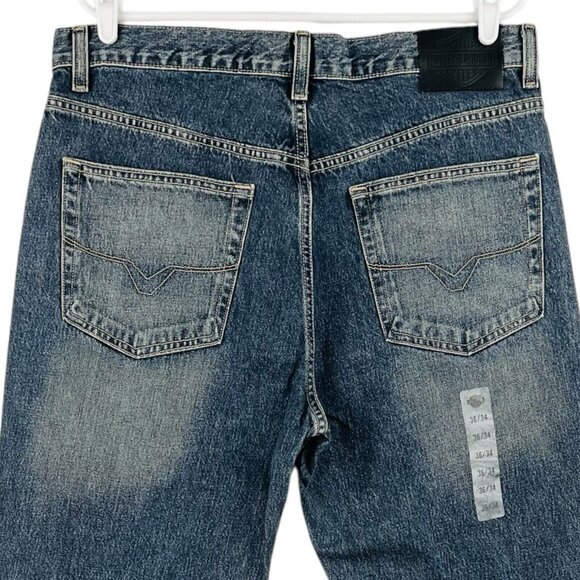 NWT Harley Davidson Men's Blue Denim Jeans Sz 36x34 Traditional Fit Tapered Leg - Picture 4 of 16